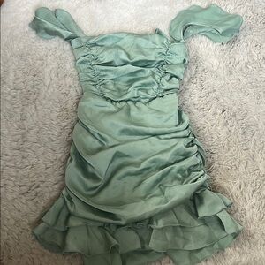 LUCY IN THE SKY - Elegant Mint Green Ruffled Dress